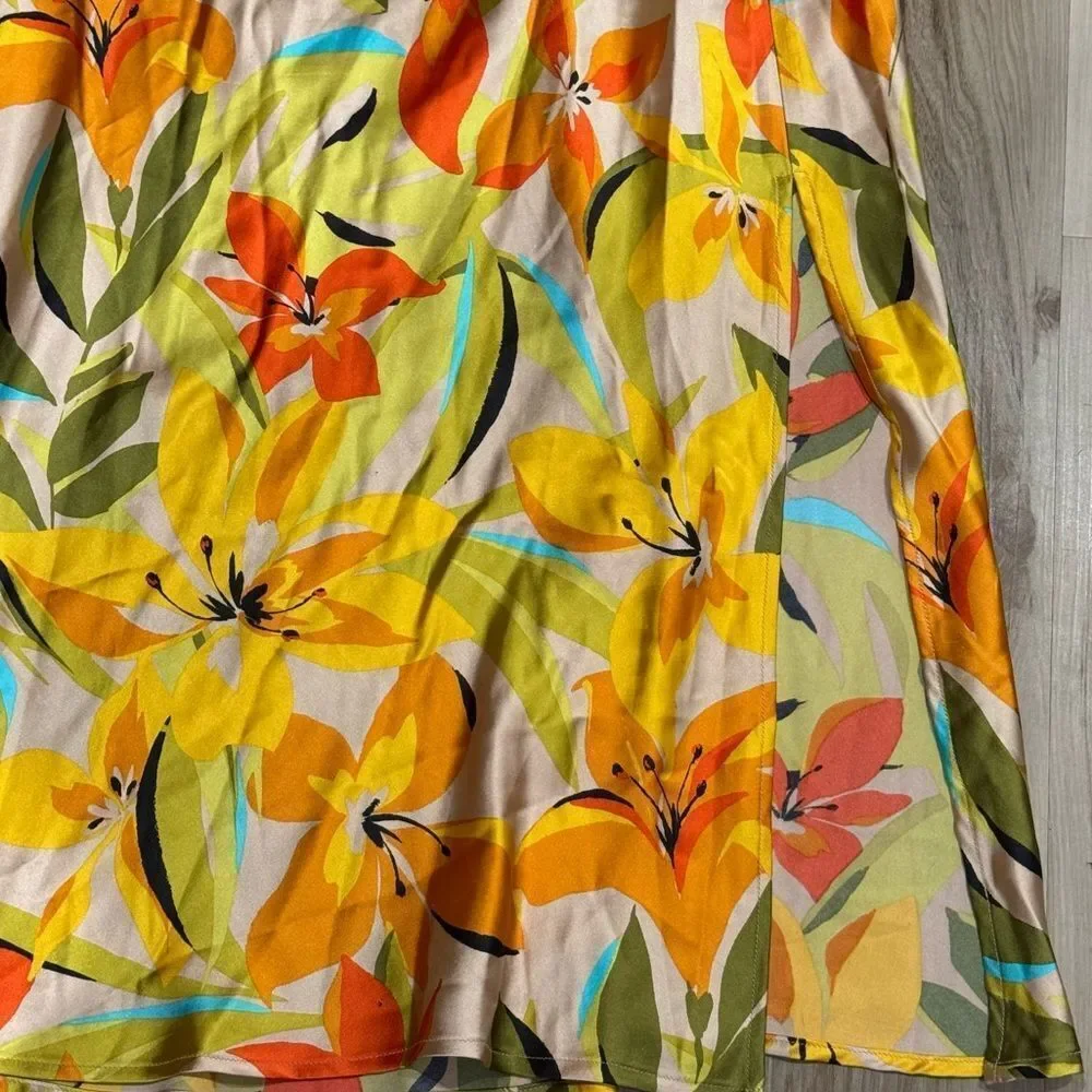 House of Harlow 1960 X Revolve Tropical Print Satin Slip Dress Women’s Large